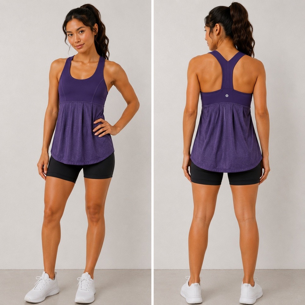 Lululemon Power Dance Tank Purple Heathered Concord Grape Racerback Size 6 Bra
